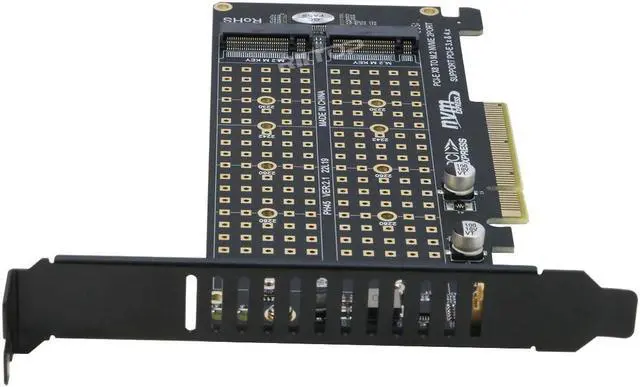 Alt view image 6 of 7 - Dual 2X NVME M Key M.2 to PCIE Express 3.0 Gen3 X8 X16 RAID Card VROC Raid0 Hyper Adapter (PCIe Bifurcation needed!)