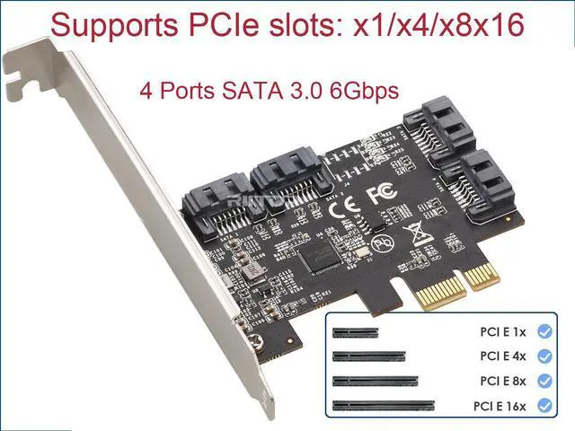 Alt view image 4 of 7 - RIITOP PCIe SATA Card 4 Port with 4 SATA 6G Cables and Low Profile Bracket, 6Gbps SATA3.0 Controller PCI-e Express Expansion Card, PCIe x1 or above, Support 4 SATA 3.0 Devices
