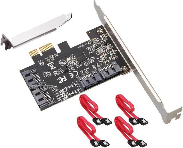 Alt view image 7 of 7 - RIITOP PCIe SATA Card 4 Port with 4 SATA 6G Cables and Low Profile Bracket, 6Gbps SATA3.0 Controller PCI-e Express Expansion Card, PCIe x1 or above, Support 4 SATA 3.0 Devices