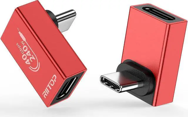 Main image of RIITOP 240W 40Gbps 90 Degree Right Angle USB C Adapter, USB C to USB C Adapter Compatible with Thunderbolt 4 & USB4, USB C Extender Adapter for MacBookpro/Air, iPad, Steam Deck, Phones (2 Pack)