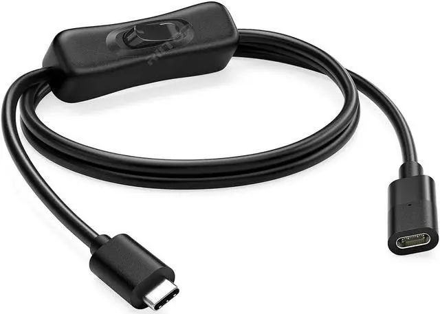 Main image of RIITOP USB C ON Off Cable [3.3FT], USB 3.1 Type-C Male to Female Extension Cable with ON/Off Switch Support Video/Data/PD Charging