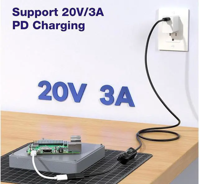 Alt view image 3 of 7 - RIITOP USB C ON Off Cable [3.3FT], USB 3.1 Type-C Male to Female Extension Cable with ON/Off Switch Support Video/Data/PD Charging