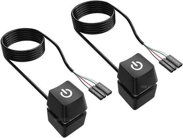 Main image of PC Power Button Desktop PC Computer Case Power Switch On Off Computer Host Button Supply Supplies with 165cm Cables [2Pack]