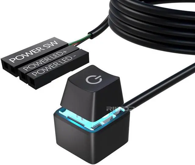 Alt view image 7 of 7 - PC Power Button Desktop PC Computer Case Power Switch On Off Computer Host Button Supply Supplies with 165cm Cables [2Pack]