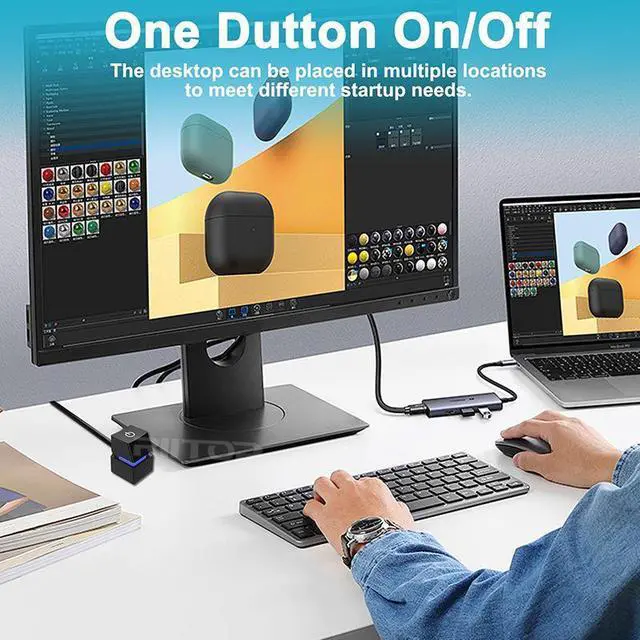 Alt view image 2 of 7 - PC Power Button Desktop PC Computer Case Power Switch On Off Computer Host Button Supply Supplies with 165cm Cables [2Pack]