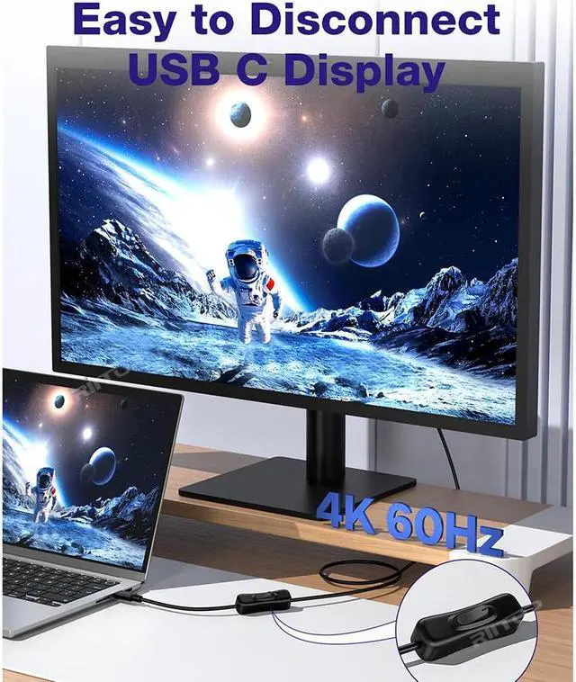 Alt view image 4 of 7 - RIITOP USB Type-C On Off Switch Cable 3.3ft, USB 3.1 C to C Cable, Male to Male, with Switch Button Support Video Streaming, Data Transfer 10Gb and 20V/3A PD Fast Charging