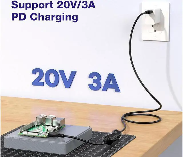 Alt view image 2 of 7 - RIITOP USB Type-C On Off Switch Cable 3.3ft, USB 3.1 C to C Cable, Male to Male, with Switch Button Support Video Streaming, Data Transfer 10Gb and 20V/3A PD Fast Charging