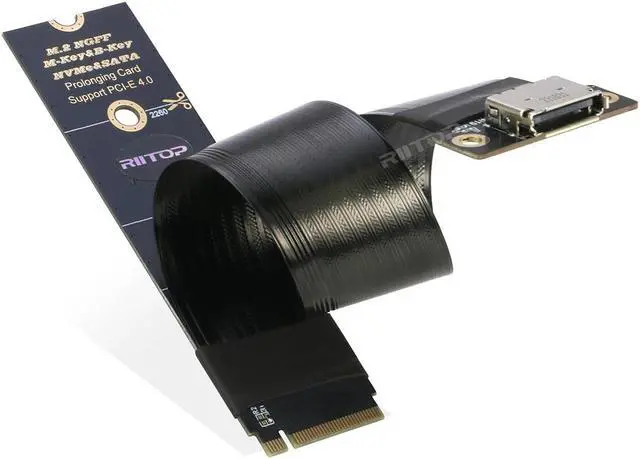 Main image of RIITOP M.2 NVMe to Oculink SFF-8612 Extender (15cm), M.2 NVMe PCIe 4.0 x4 to OCuLink SFF-8611 4i Host Adapter for eGPU and SSD