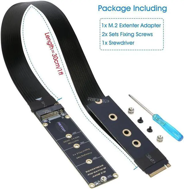 Alt view image 7 of 7 - RIITOP M.2 NVMe Extension Cable, NVMe Extender for Both M Key and B+M Key SSD in Size 2280/2260/2242/2230 Support PCIe 4.0 and SATA 6Gbps(1FT)
