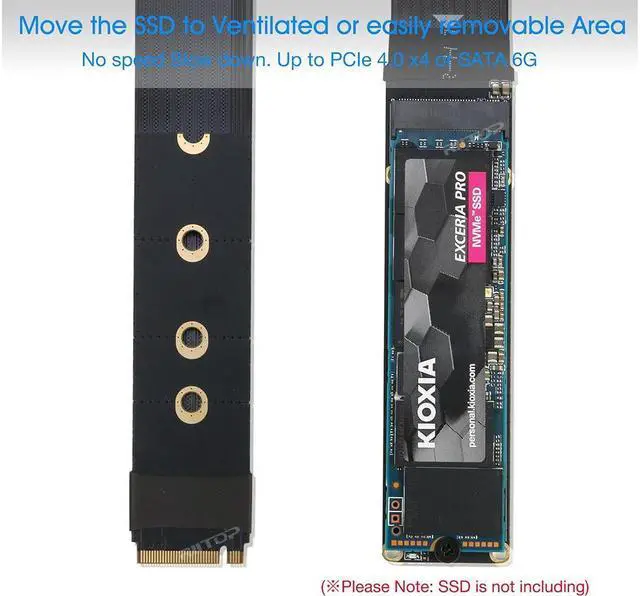 Alt view image 2 of 7 - RIITOP M.2 NVMe Extension Cable, NVMe Extender for Both M Key and B+M Key SSD in Size 2280/2260/2242/2230 Support PCIe 4.0 and SATA 6Gbps(1FT)