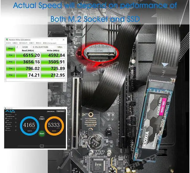 Alt view image 3 of 7 - RIITOP M.2 NVMe Extension Cable, NVMe Extender for Both M Key and B+M Key SSD in Size 2280/2260/2242/2230 Support PCIe 4.0 and SATA 6Gbps(1FT)