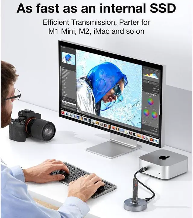 Alt view image 6 of 7 - 40Gbps NVMe Docking Station, RIITOP M.2 NVMe to USB4 Enclosure for NVMe PCIe (M-Key) SSD Work on M1 M2 Mini Compatible with Thunderbolt 3/4 [40Gbps]