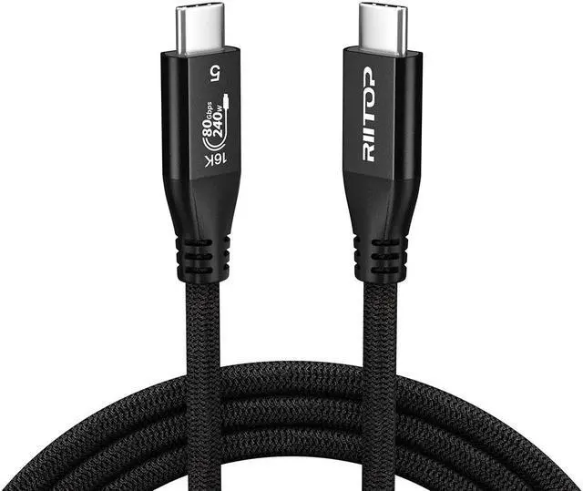 Main image of RIITOP 80Gbps Thunderbolt 5 (USB-C) Cable Braided, 240W Charging and 16K/8K Display for Thunderbolt 4/USB4/USB-C Monitor, MacBook, iPad Pro, iPhone 16, Samsung, Hub, eGPU, Dock and More, 3.3FT / 1M
