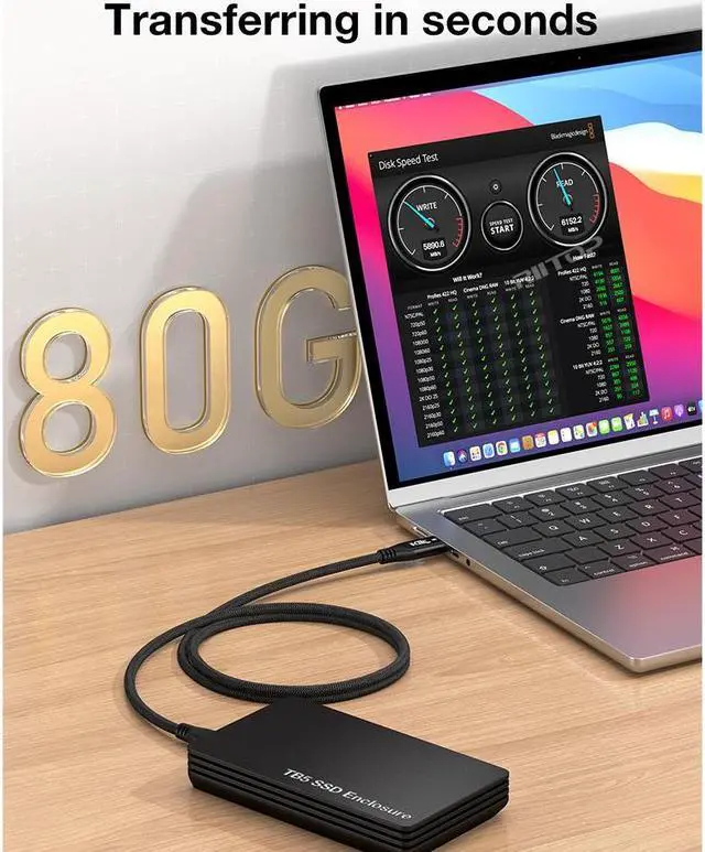 Alt view image 3 of 7 - RIITOP 80Gbps Thunderbolt 5 (USB-C) Cable Braided, 240W Charging and 16K/8K Display for Thunderbolt 4/USB4/USB-C Monitor, MacBook, iPad Pro, iPhone 16, Samsung, Hub, eGPU, Dock and More, 3.3FT / 1M