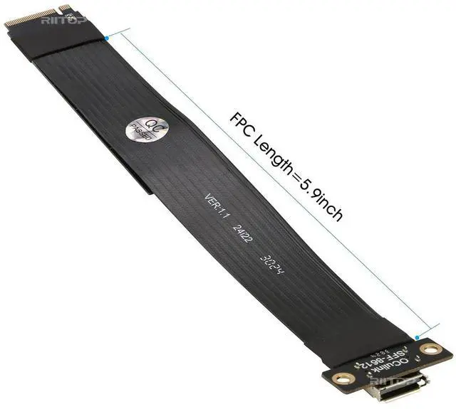 Alt view image 4 of 6 - RIITOP M.2 NVMe to Oculink SFF-8612 Extender (15cm), M.2 NVMe PCIe 4.0 x4 to OCuLink SFF-8611 4i Host Adapter for eGPU and SSD