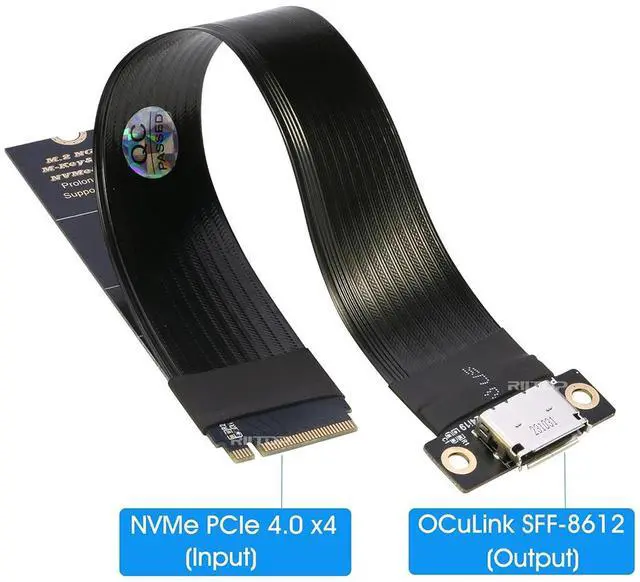 Alt view image 3 of 6 - RIITOP M.2 NVMe to Oculink SFF-8612 Extender (15cm), M.2 NVMe PCIe 4.0 x4 to OCuLink SFF-8611 4i Host Adapter for eGPU and SSD