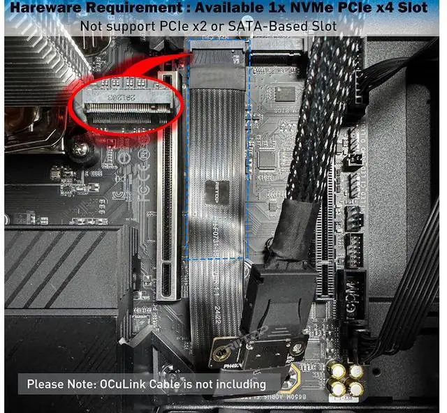 Alt view image 6 of 6 - RIITOP M.2 NVMe to Oculink SFF-8612 Extender (15cm), M.2 NVMe PCIe 4.0 x4 to OCuLink SFF-8611 4i Host Adapter for eGPU and SSD