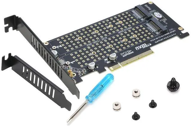 Alt view image 7 of 7 - Dual 2X NVME M Key M.2 to PCIE Express 3.0 Gen3 X8 X16 RAID Card VROC Raid0 Hyper Adapter (PCIe Bifurcation needed!)