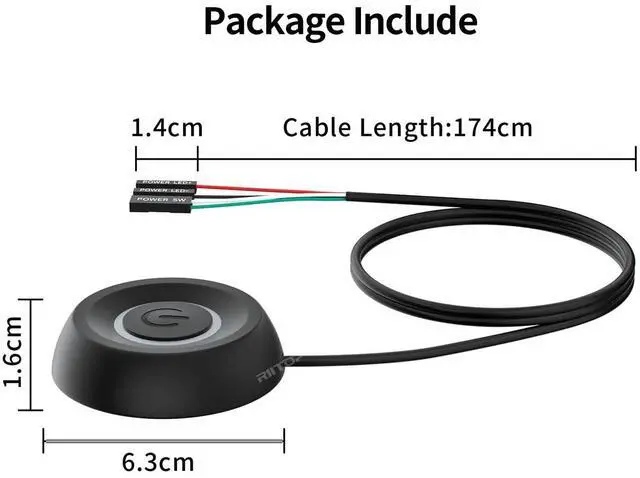 Alt view image 6 of 6 - PC Power Button, Desktop Power Button PC External Power Switch ON Off LED PC Power Supply Button SW Extension for Computer Motherboard 6FT