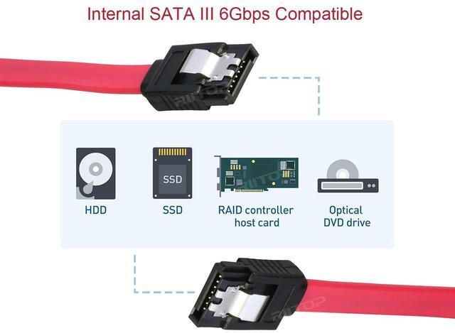 Alt view image 2 of 5 - RIITOP SATA Cable III, 3 Pack SATA Cable III 6Gbps Straight HDD SDD Data Cable with Locking Latch 19 Inch Compatible for SATA HDD, SSD, CD Driver, CD Writer - Red