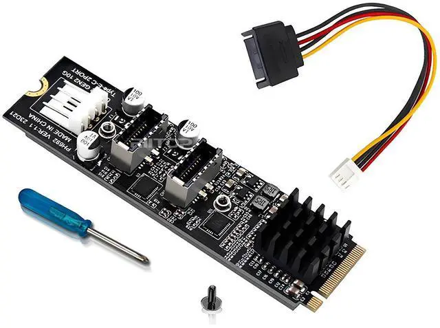 Alt view image 7 of 7 - Dual Port 10Gbps Type-E USB 3.1 Front Panel Socket to NVME M-Key M.2 Express Card Adapter for Motherboard, RIITOP Type-E to NVMe Adapter 10Gbps