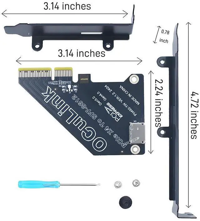 Alt view image 7 of 7 - RIITOP PCIe to Oculink SFF-8612 Adapter SFF-8611 External Graphics Card for GPU Dock, eGPU, NVMe SSD (PCIe x4 to Oculink)
