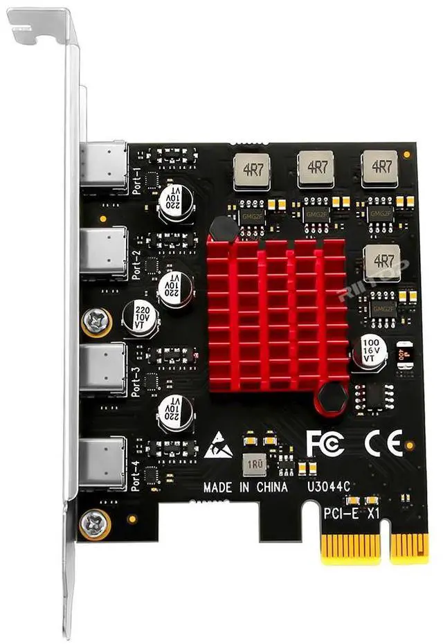 Alt view image 2 of 5 - 4 Port USB 3.2 Type C PCIe Expansion Card Adapter 5Gbps, RIITOP PCI-e Express to USB Type C 4 Port Card for Desktop PC Support Windows 11/10/8/7/XP/Vista, Self-Powered Supply
