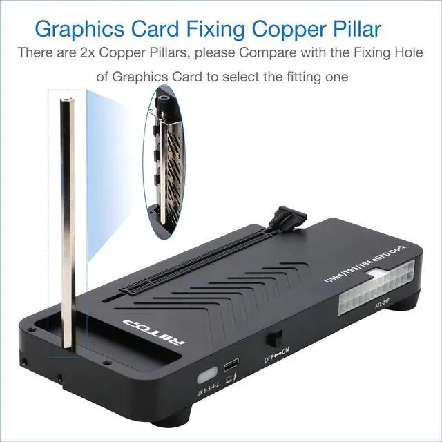 Alt view image 3 of 7 - RIITOP External GPU Docking Station, 40Gpbs eGPU Enclosure USB4.0 Compatible with Thunderbolt 4/3 External GPU Dock for PCIe 4.0 X16 Graphics Card