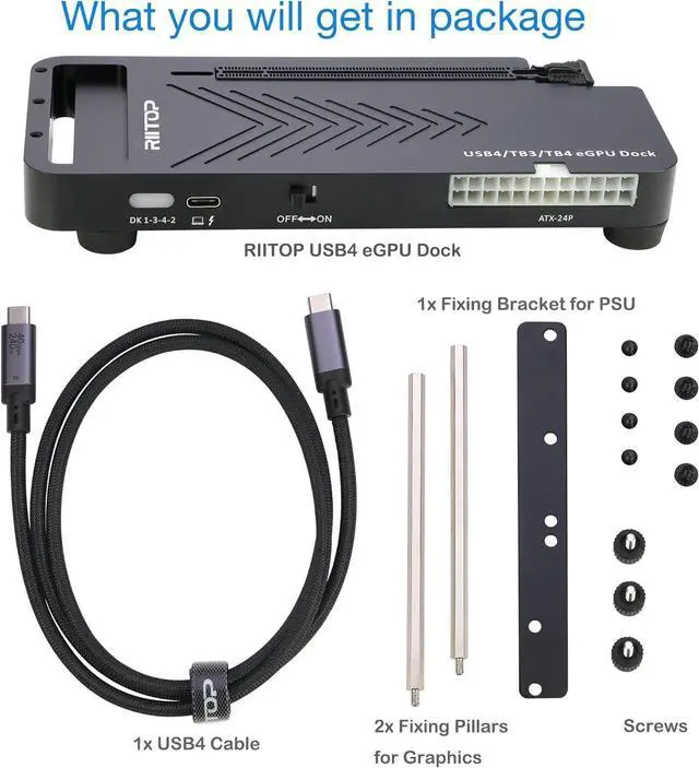 Alt view image 7 of 7 - RIITOP External GPU Docking Station, 40Gpbs eGPU Enclosure USB4.0 Compatible with Thunderbolt 4/3 External GPU Dock for PCIe 4.0 X16 Graphics Card