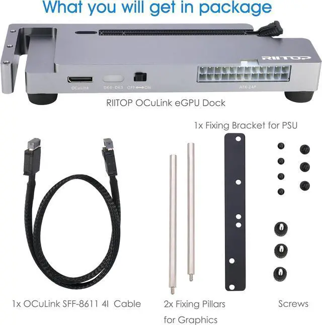 Alt view image 6 of 6 - PCIE Oculink Adapter Card, RIITOP PCI-e Express 16x to Quad OCuLink SFF-8612 SFF-8611 Internal VROC Raid0 Adapter for U.2 SSD eGPU External Graphics Card Dock