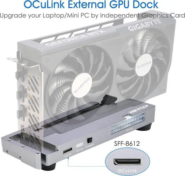 Alt view image 2 of 6 - PCIE Oculink Adapter Card, RIITOP PCI-e Express 16x to Quad OCuLink SFF-8612 SFF-8611 Internal VROC Raid0 Adapter for U.2 SSD eGPU External Graphics Card Dock