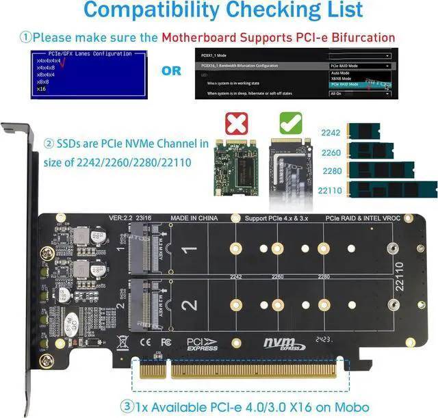 Alt view image 3 of 6 - RIITOP Quad M.2 NVMe to PCIe 4.0 X16 Adapter Without PCIe Bifurcation Function, Support 22110/2280/2260/2242/2230 Size (PCIe Bifurcation Motherboard is Required)