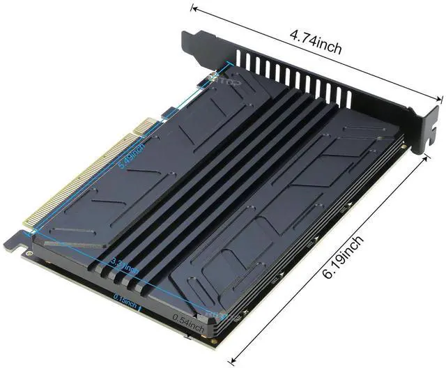 Alt view image 6 of 7 - Quad NVMe to PCIe Adapter (PCIe Bifurcation Motherboard is Required), RIITOP 4-Port NVMe to PCI-e 4.0/3.0 x16 Expand Controller Card with Heatsink, Support 2280/2260/2242/2230 size NVMe M-Key SSD