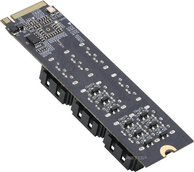 Alt view image 7 of 7 - M.2 to SATA Adapter [9-Port], RIITOP M.2 NVMe to SATA III 6Gbps Card for HDD SSD