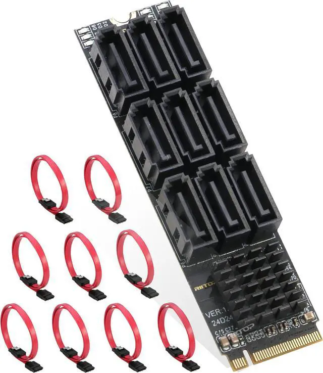 Main image of M.2 to SATA Adapter [9-Port], RIITOP M.2 NVMe to SATA III 6Gbps Card for HDD SSD
