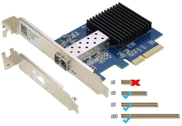 Main image of 10Gb PCI-E x4 NIC Network Card, Single SFP+ Port, with Realtek 8127 Controller, Ethernet LAN Adapter Support Windows Server/Linux/VMware, Come with Low Profile Bracket