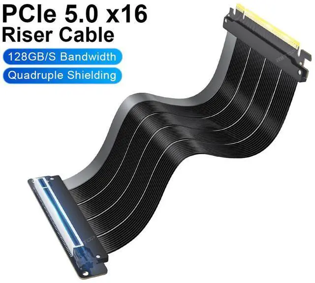 Main image of PCIE 5.0 x16 Riser Cable 200mm 128GB/s Vertical Graphic Card/GPU Mount Flexible Right Angle, Usable with PCIe 4.0 & RX 9070/ RTX5090,RTX 4090/5070/5080/5090RX 9070XT/7900XT, 20cm (Total Length: 25cm)