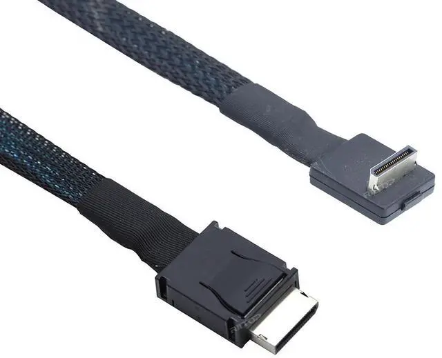 Alt view image 5 of 6 - Oculink Cable PCIe 4.0 SFF-8611 4i Male to Male Cable for Oculink eGPU onexGPU Mini PC SSD, 1.6 feet (50 cm) - Right Angle