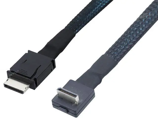 Alt view image 4 of 6 - Oculink Cable PCIe 4.0 SFF-8611 4i Male to Male Cable for Oculink eGPU onexGPU Mini PC SSD, 1.6 feet (50 cm) - Right Angle
