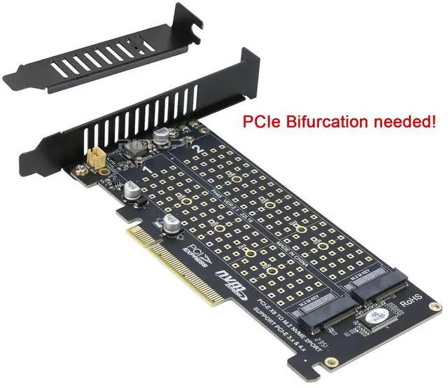 Main image of Dual M.2 NVME PCIE Adapter Card, 2 x 32Gbps Full Speed PCIE 3.0 PCIE 4.0 X16 Expansion Card, M.2 SSD PCIE X8 M Key Hard Drive Converter Reader Express Adapter (PCIE Bifurcation needed!)