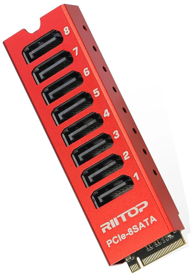 Main image of M.2 to SATA Adapter Card 8 Port with Aluminum case