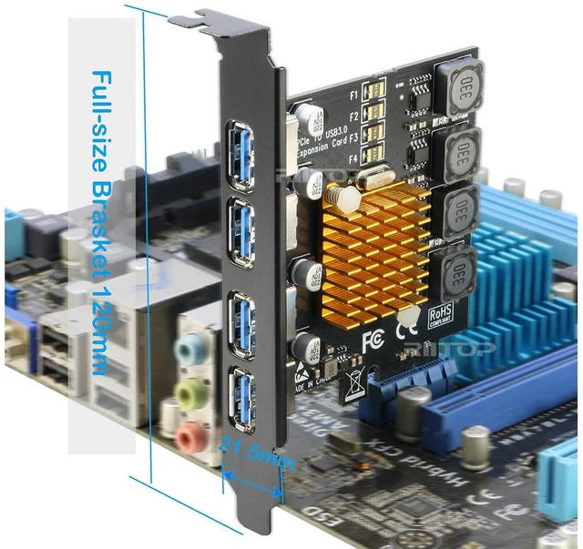 Alt view image 5 of 7 - 4 Ports USB 3.0 PCIe Card Adapter Super Speed 5Gbps, PCI Express x1 Expansion USB3.0 Card for Windows 11/10/8.1/8/7/Vista/XP/Server