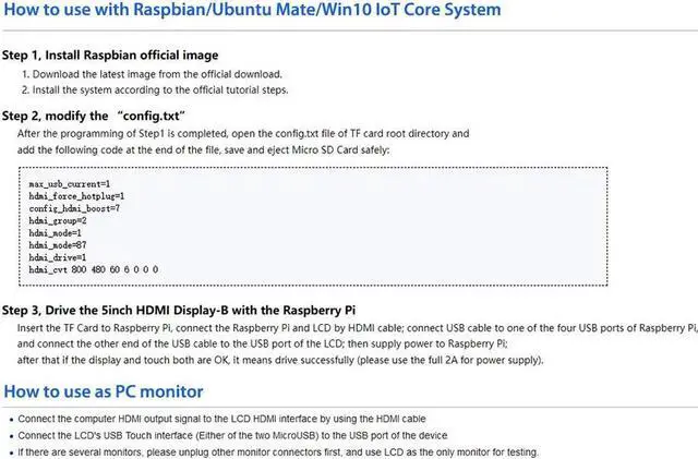 Alt view image 6 of 6 - For Raspberry Pi 4 Touchscreen Monitor 5 inch HDMI Monitor Display 800x480 Compatible with Raspberry Pi 4 3B+ 3B 2B BB Black Banana Pi Windows 10 8 7