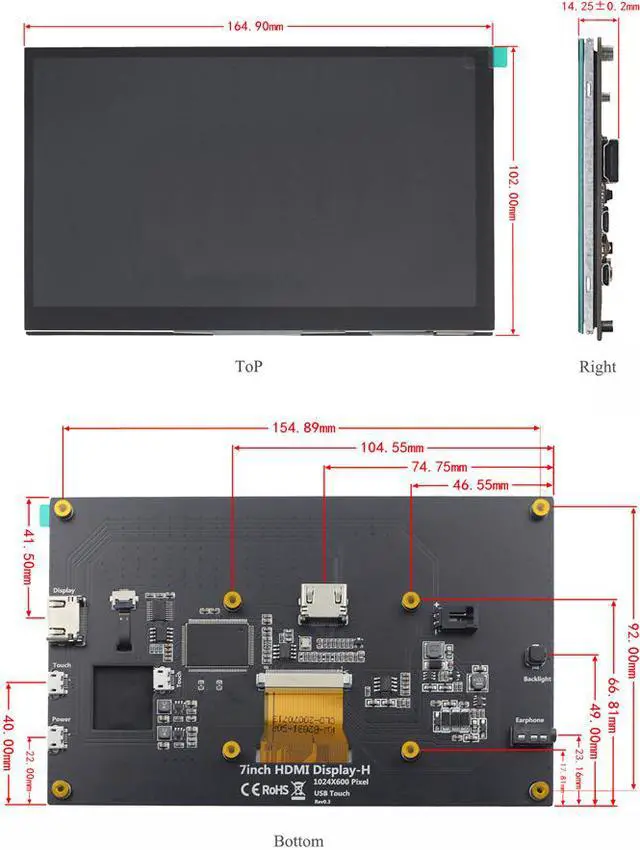 Alt view image 7 of 7 - Raspberry Pi Monitor 7 Inch Touchscreen Capacitive IPS Display 1024x600 USB Powered HDMI Monitor with Speaker & Stand for Raspberry Pi 4 3 2Win PC