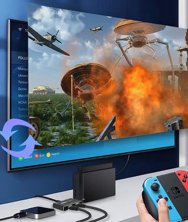Alt view image 7 of 7 - HDMI2.1 2 x 1 Switch Ultra HD 8K@60Hz 4K@120Hz Switcher Splitter For 2 Sources to 1 Display