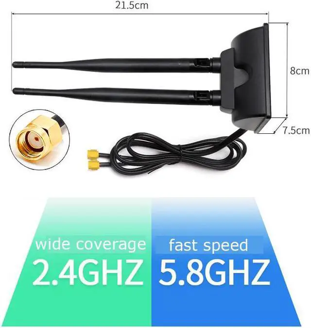 Alt view image 2 of 7 - Beautframes 2.4G 5.8G WIFI Antenna Dual Band Magnetic Base Antenna RP SMA Female with 3M Cable for Wireless Router Network Card