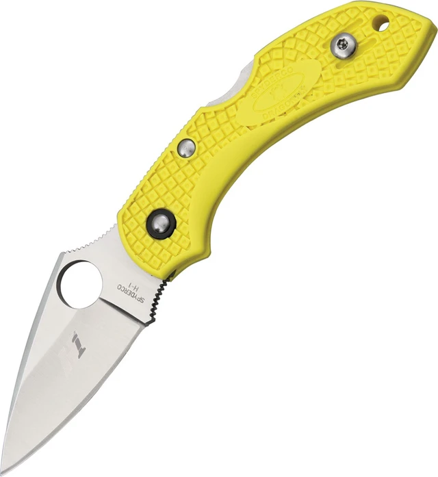 Alt view image 18 of 18 - Spyderco Dragonfly 2 Folder 2.25 in H1 Plain Yellow FRN Hndl