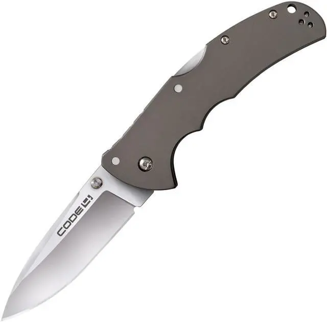 Alt view image 7 of 9 - COLDSTEEL 4005084 Cold Steel Code 4 Spear Point Folding Knife 3-1/2 S35VN Satin Plain Blade Aluminum Handles