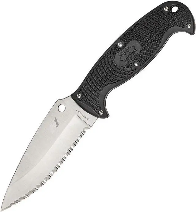 Alt view image 13 of 19 - Spyderco Jumpmaster 2 4.5" Serrated Fixed Blade Knife, Black FB24SBK2