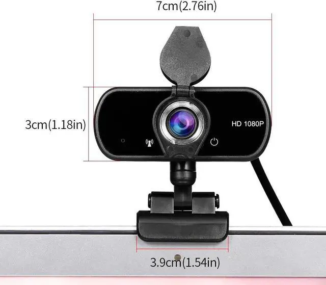 Alt view image 3 of 5 - Webcam 1080P USB Webcam 4K with Privacy Cover Manual Focus Video Conference Web Camera Built-in Microphone for Laptop Desktop